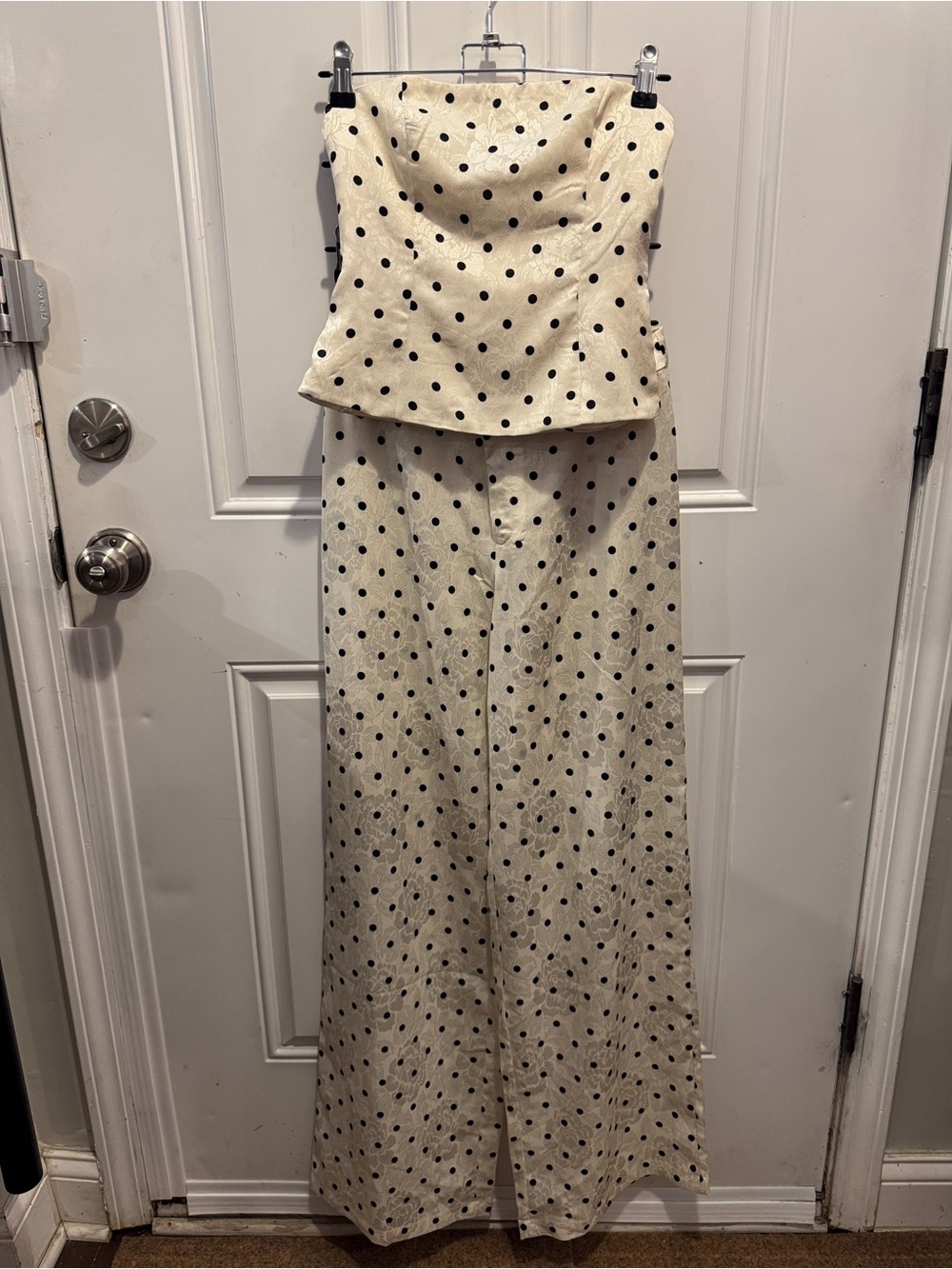 Princess Polly Powdered Sugar Polka Dot Strapless Top Wide Leg Pants Set $78.00 - Picture 10 of 16